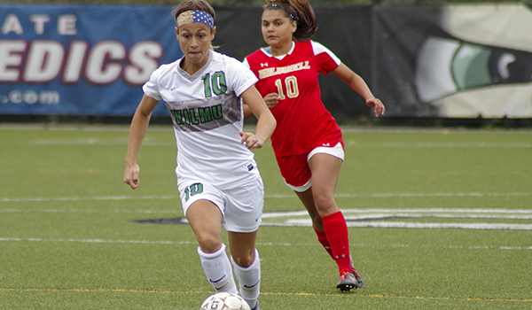 Copyright 2017; Wilmington University. All rights reserved. Photo of Loran Wyrough who scored a goal and an assist against Caldwell, taken by Joshua Serrano.