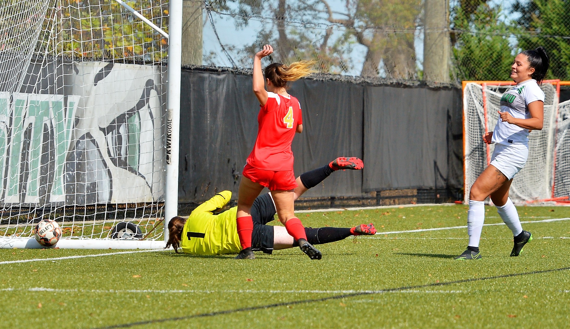 Photo of Jessica Unsihuay scoring against Caldwell. Copyright 2019; Wilmington University. All rights reserved. Photo by James Jones. October 19, 2019 vs. Caldwell.