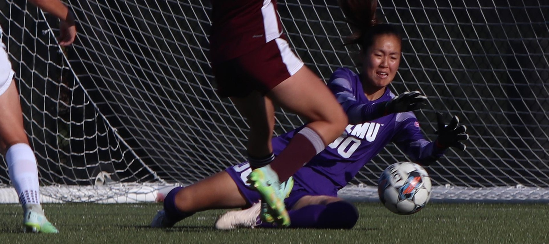 File photo of Mio Nakajima who made four saves for her fourth shutout of the year at Holy Family. Number 00 Mio Nakajima makes the save at the Wilmington University vs St. Thomas Aquinas game at Wilmington University Athletics center at Tuesday October 11,2022 

Photo taken by Austin Crozier