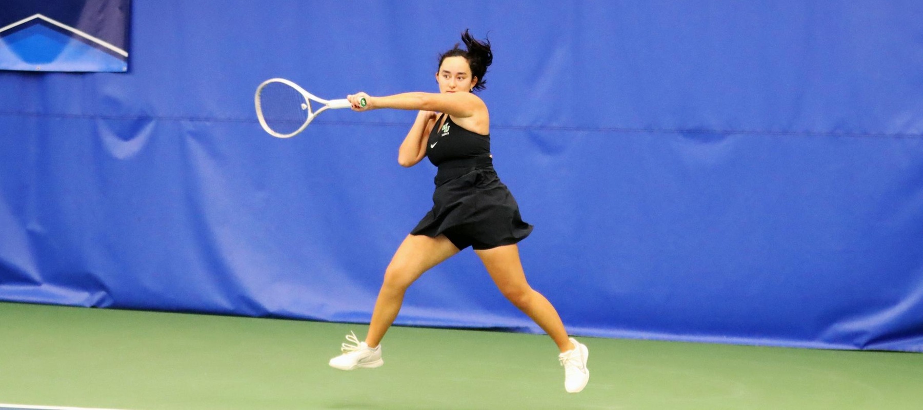 File photo of Siana MacDonald who won at No. 2 doubles and No. 1 singles against STAC on Sunday. Copyright 2025; Wilmington University. All rights reserved. Photo by Dan Lauletta. April 3, 2025 vs. West Chester.