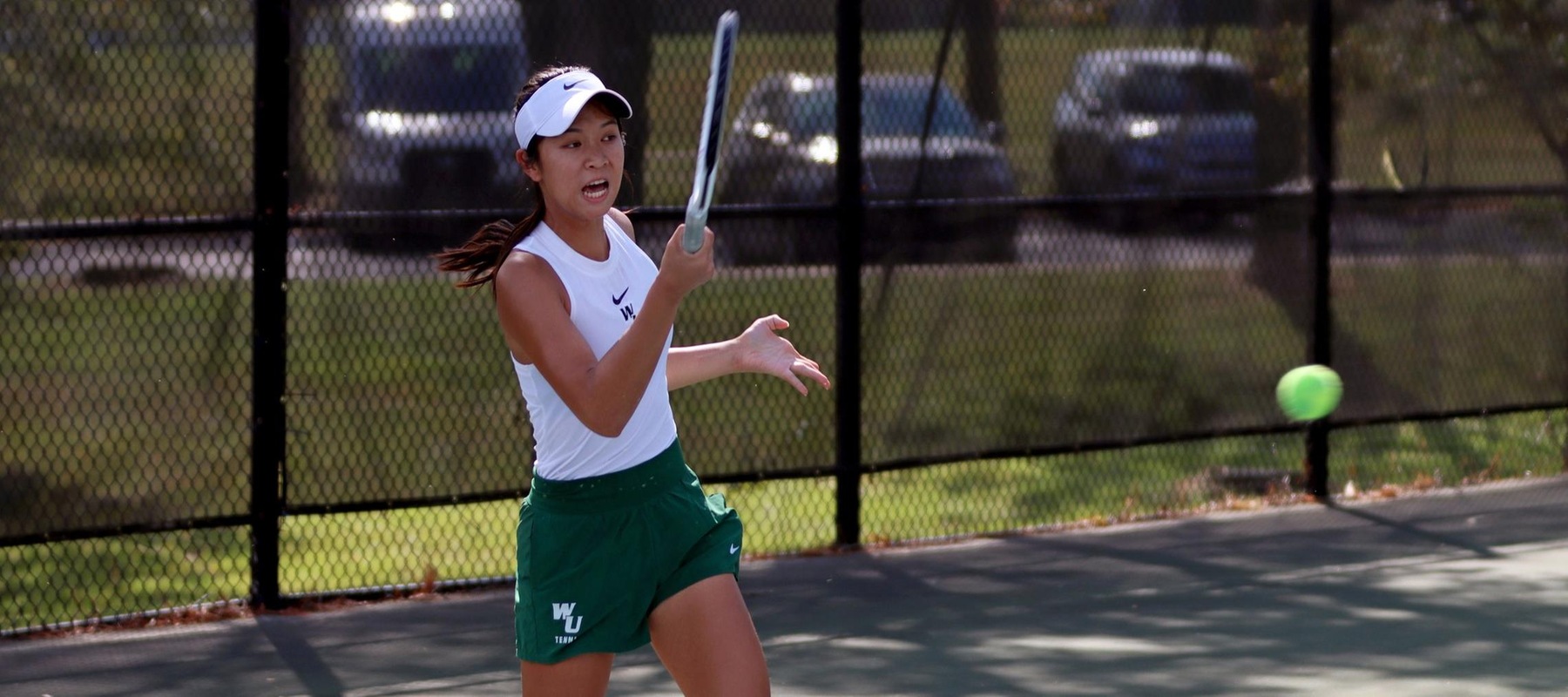 Kalia Chen had the clinching point at No. 5 singles for the Wildcats, leading to a 5-2 victory at Jefferson. Copyright 2024; Wilmington University. All rights reserved. Photo by Dan Lauletta.September 19, 2024 vs. Chestnut Hill.