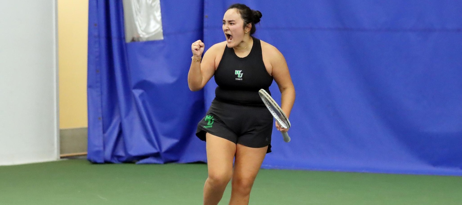 File photo of Siana MacDonald who came back to win at NO. 2 singles for the second day in a row. Copyright 2026; Wilmington University. All rights reserved. Photo by Dan Lauletta. March 24, 2026 vs. Delaware State.