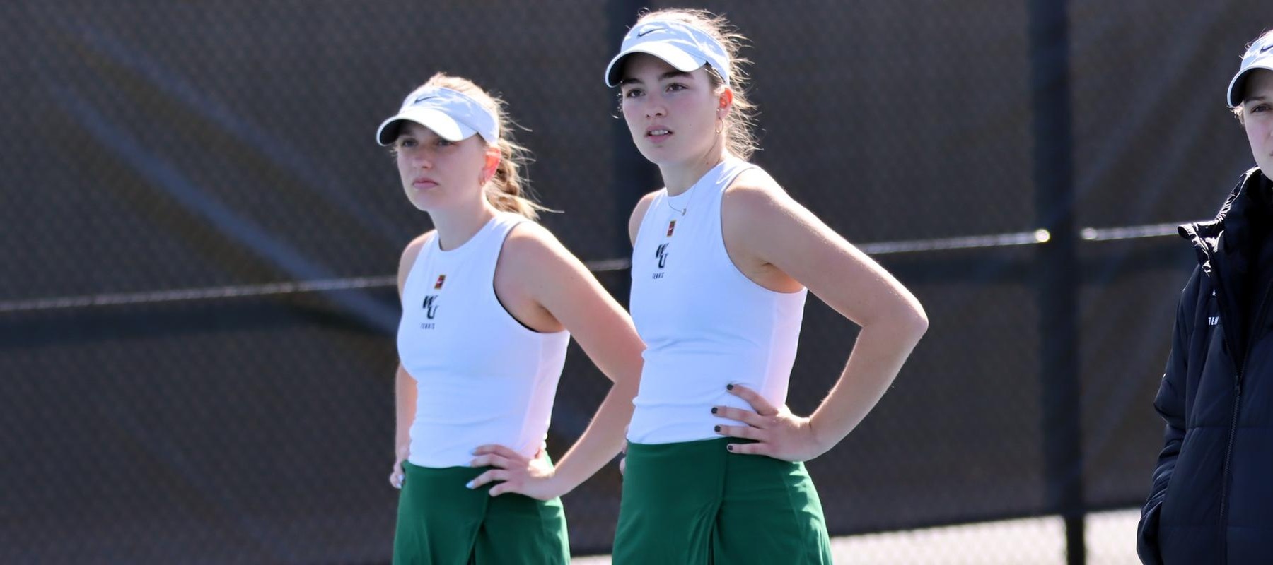 File photo of Ines Oliveira (right) and Molly Carlberg who won at No. 1 doubles at IUP on Saturday. Copyright 2026; Wilmington University. All rights reserved. Photo by Dan Lauletta. April 9, 2026 vs. Millersville.