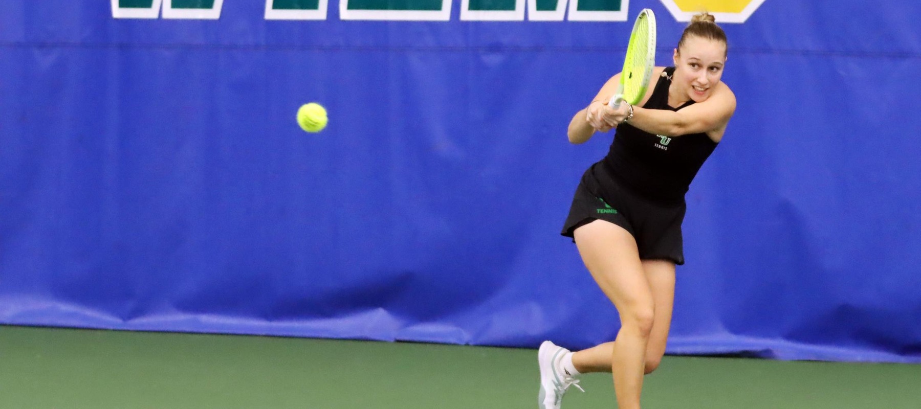 File photo of Liza Sylka who teamed up with Gloria Barcaro to win at No. 2 doubles against Queens. Copyright 2026; Wilmington University. All rights reserved. Photo by Dan Lauletta. March 24, 2026 vs. Delaware State.