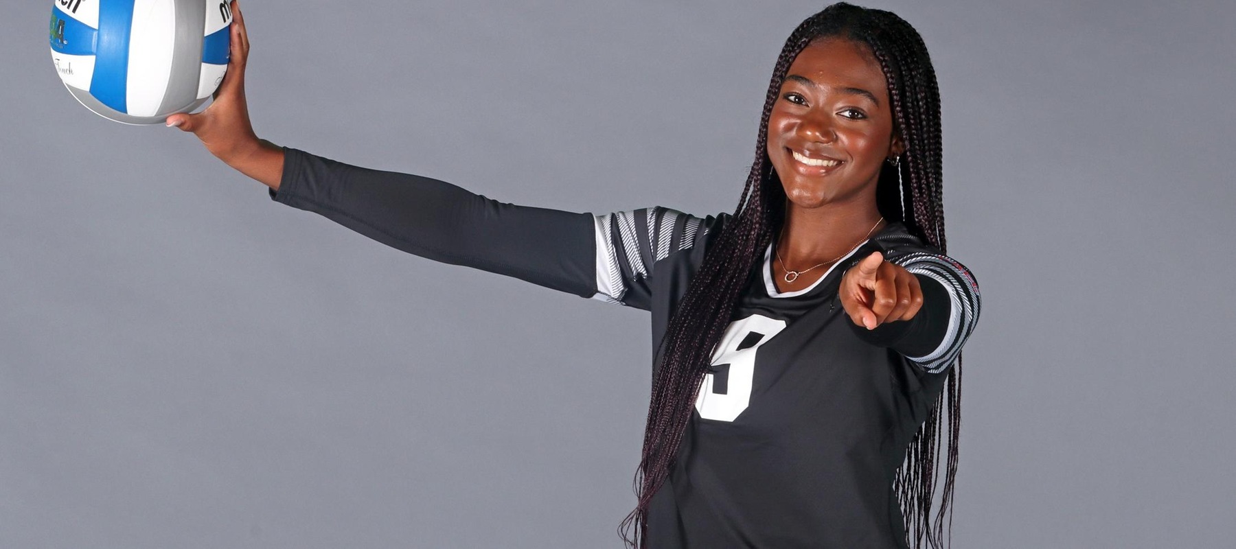 Photo of Cailynn Smiley who averaged 2.75 kills and 2.94 digs per set in her collegiate debut this weekend. Copyright 2023; Wilmington University. All rights reserved. Photo by Dan Lauletta.