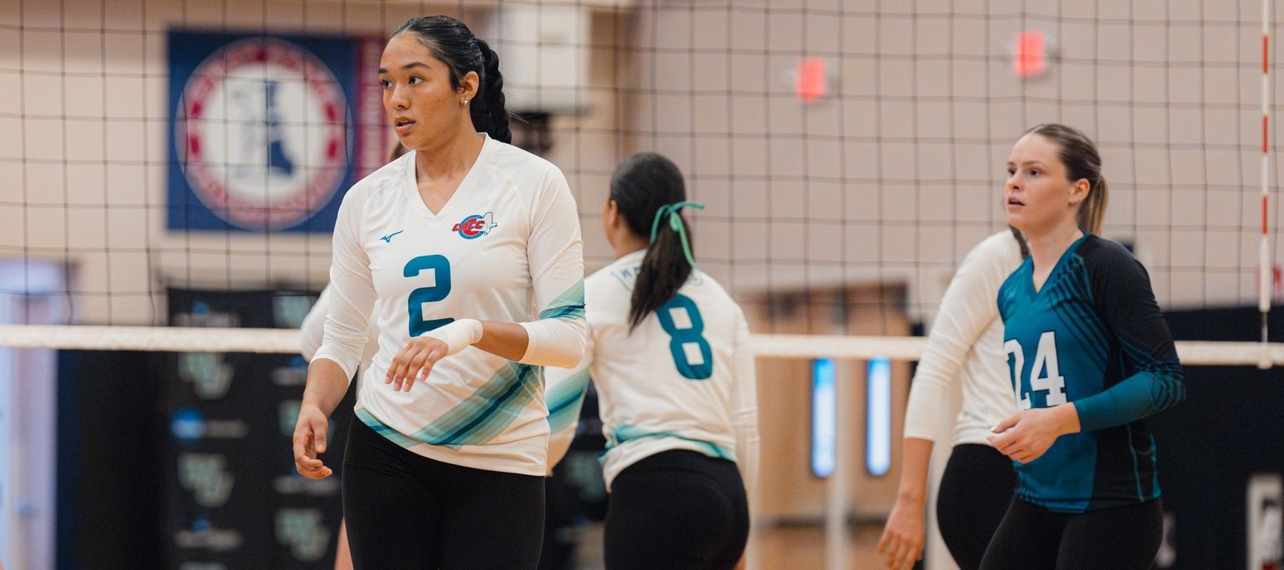 File photo of Karla Nunez-Rivera who had 7 kills against Lynn and 17 kills against Queens on Saturday. Copyright 2024; Wilmington University. All rights reserved. Photo by Brian Hoang. November 116, 2024 vs. Goldey-Beacom.